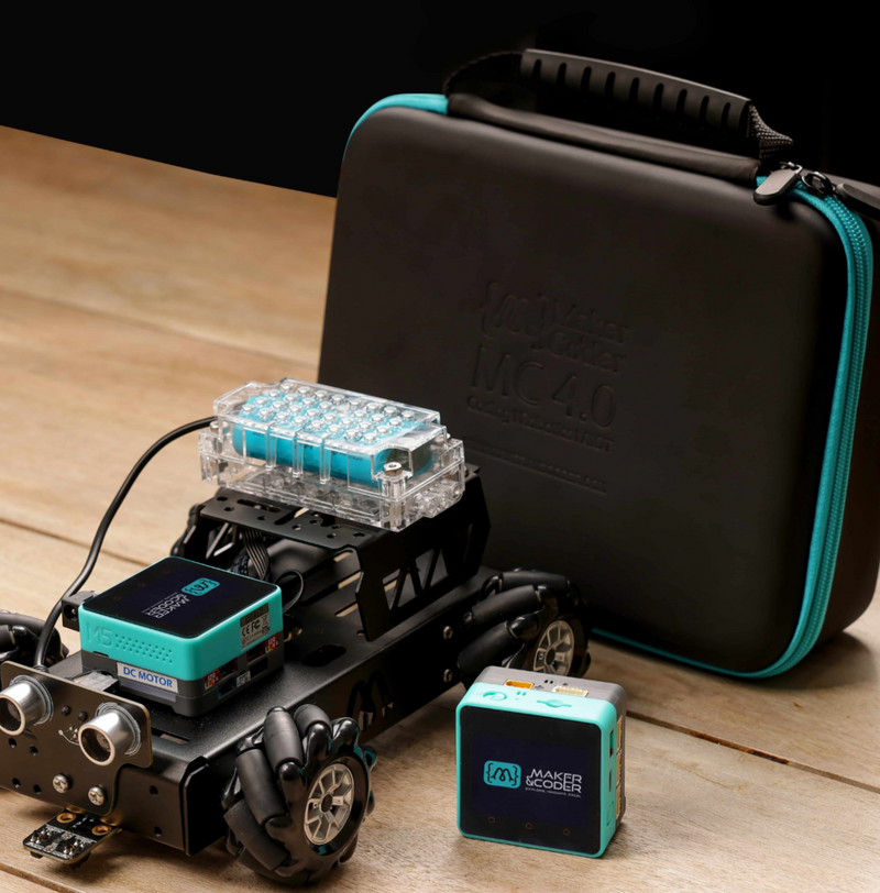 MC4.0 Base Kit for 7-15 Years Programming with Scratch, Python & Arduino 3D Simulator, Ultrasonic Sensor, Line-Follower & Encoder Motors  Mecanum Wheels Included, STEM Education