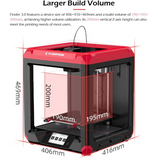FlashForge 3D Printer Finder 3 with Dual Platforms, Larger Print Size 190x195x200mm for Education and Family Use, Direct Drive Extruder Works with ABS/Hips/PETG/TPU/PLA PRO Filaments