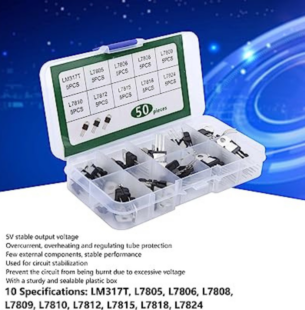 50PCS High-Power Three-Terminal Regulated Triode Kit  (Plastic Box)