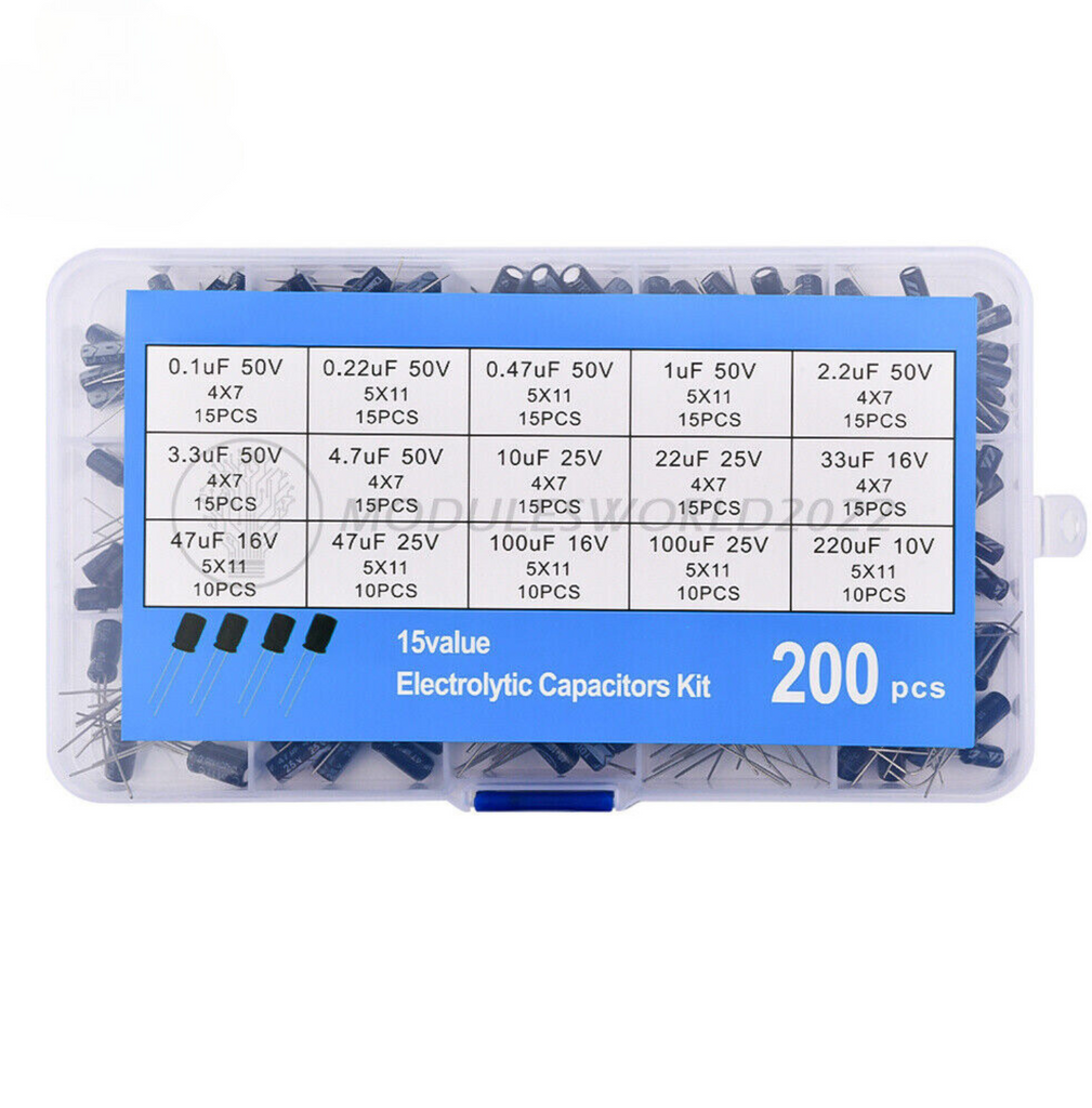 200PCS Electrolytic Capacitors 0.1uf 50V-220uF 10V Kit