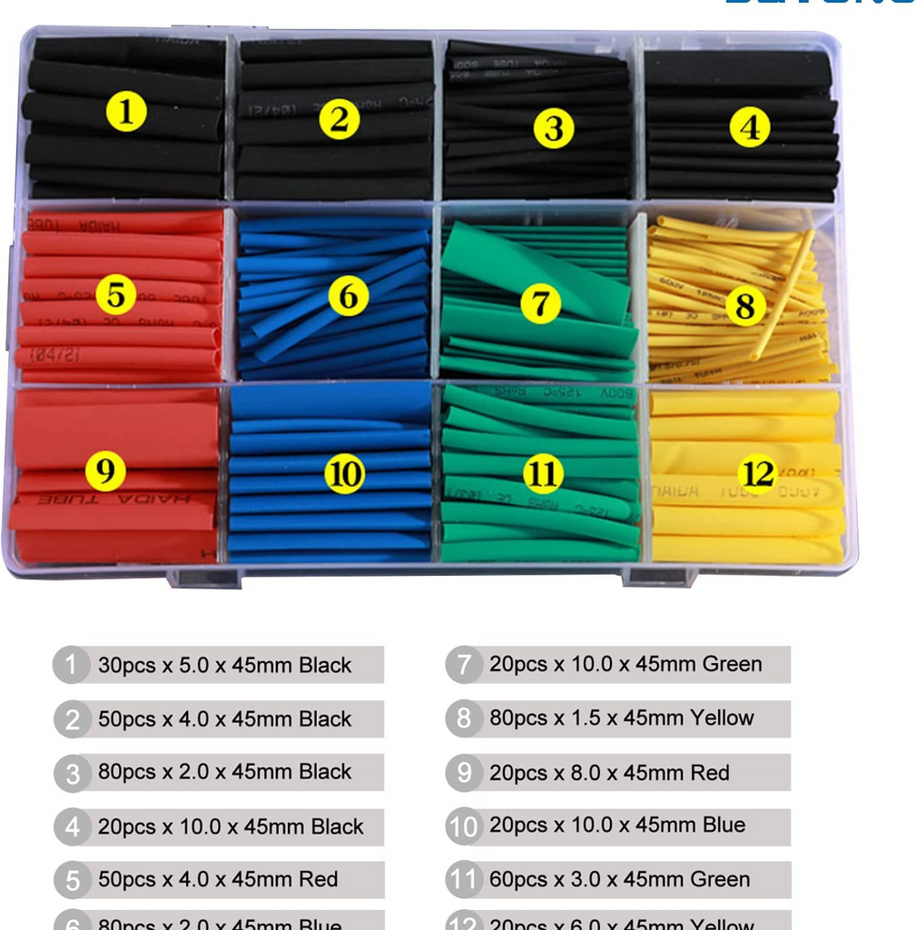 530pcs Colorful Heat Shrink Tubing Insulation Set